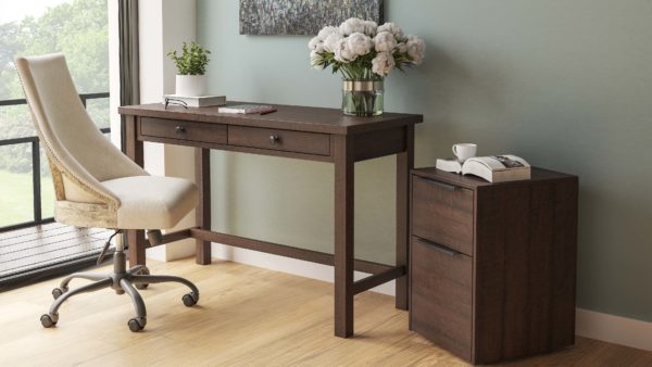 Camiburg - Warm Brown - 3 Pc. - Desk, File Cabinet, Swivel Desk Chair