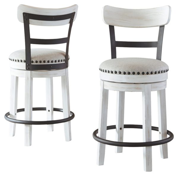 Valebeck - White - UPH Swivel Barstool (1/CN)