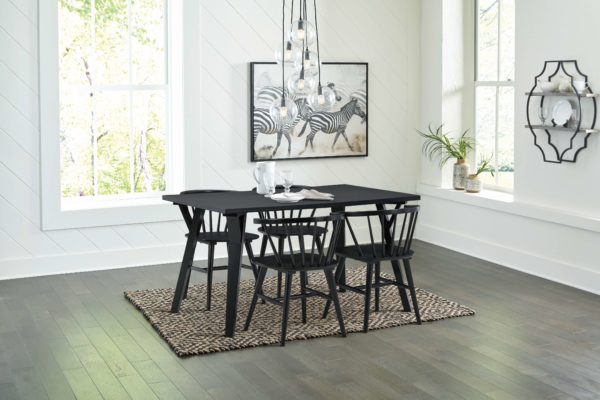 Otaska - Black - 5 Pc. - Rectangular Dining Room Table, 4 Side Chairs
