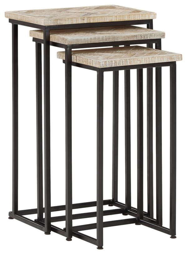 Cainthorne - Distressed White/Black - Accent Table (3/CN)