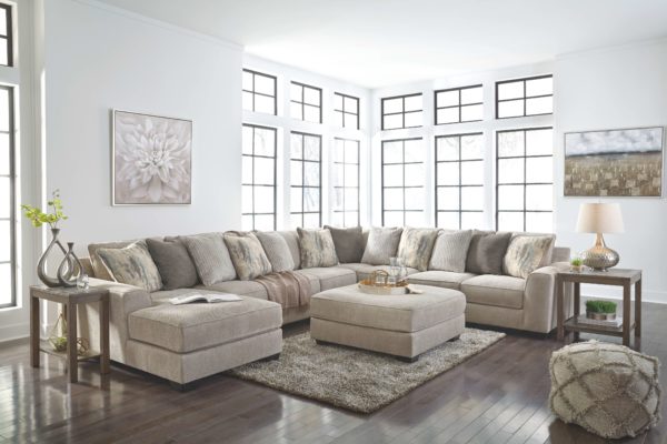 Ardsley - Pewter - 6 Pc. - Left Arm Facing Corner Chaise, Armless Loveseat, Armless Chair, Wedge, Right Arm Facing Sofa Sectional, Accent Ottoman