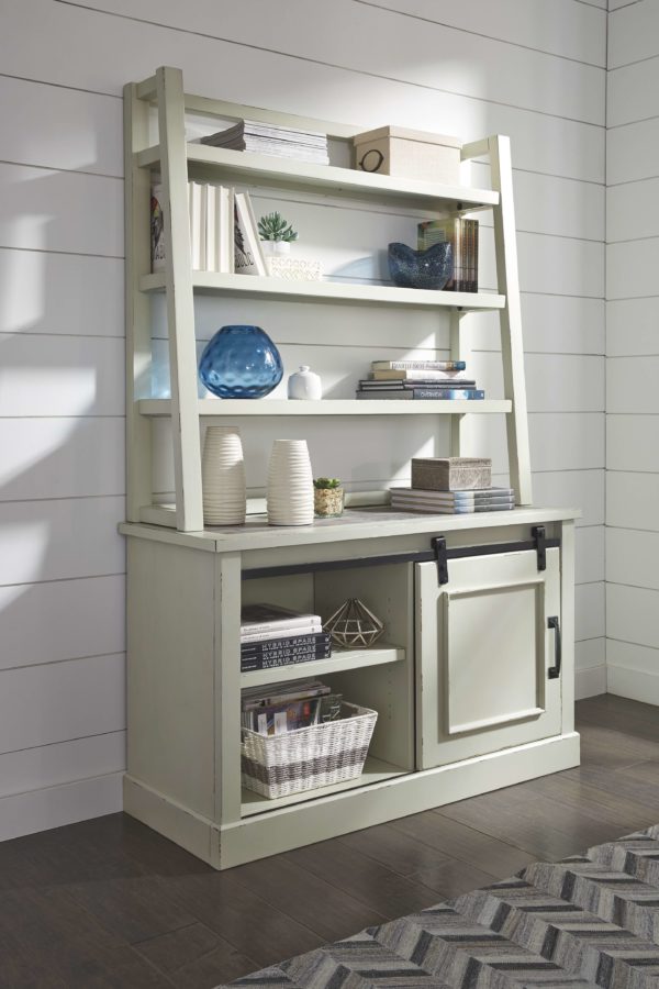 Jonileene - White/Gray - Home Office Cabinet with Desk Hutch