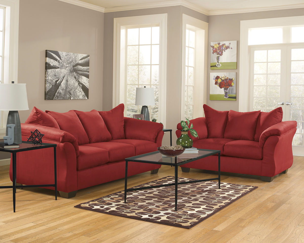 Darcy - Salsa - 3 Pc. - Sofa, Loveseat, Augeron Table Set