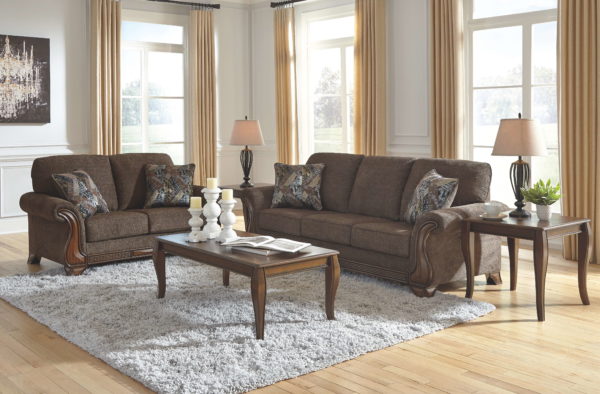 Miltonwood - Teak - 3 Pc. - Sofa, Loveseat, Mattie Table Set