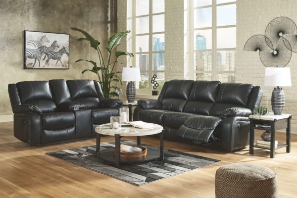 Calderwell - Black - 2 Pc. - Reclining Sofa, Double Reclining Loveseat with Console