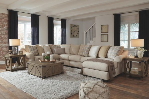 Ingleside - Linen - 8 Pc. - Left Arm Facing Loveseat, Wedge, Armless Chair, Armless Loveseat, Right Arm Facing Corner Chaise Sectional, Aldwin Cocktail Table, 2 End Tables