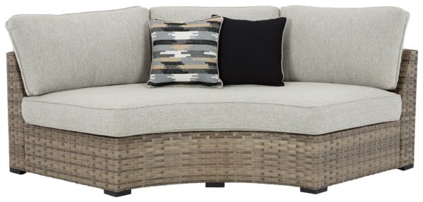 Calworth - Beige - Curved Loveseat with Cushion