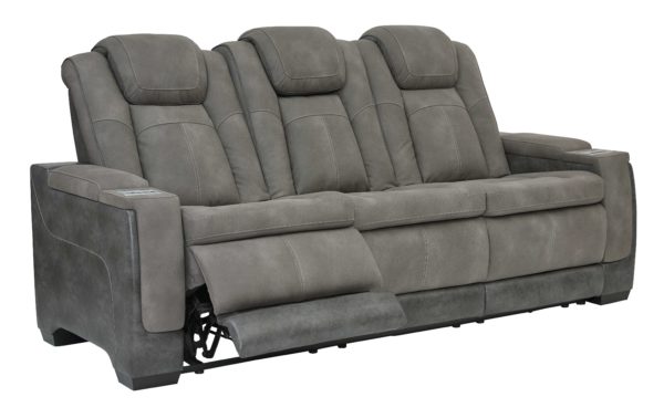 Next-Gen DuraPella - Slate - PWR REC Sofa with ADJ Headrest