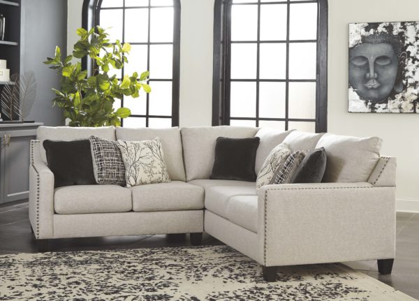 Hallenberg - Fog - Left Arm Facing Loveseat, Right Arm Facing Sofa with Corner Wedge Sectional