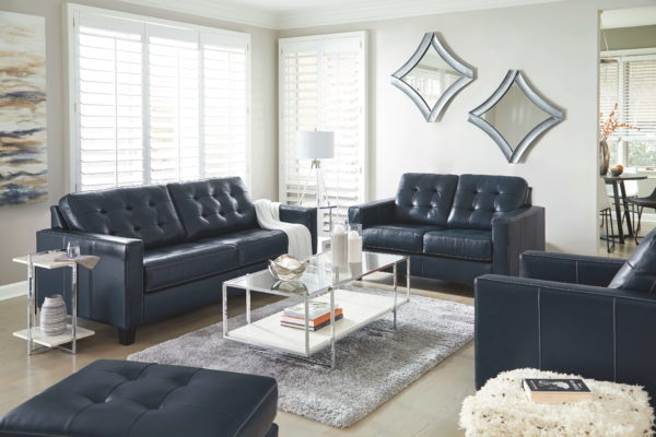 Altonbury - Blue - 7 Pc. - Sofa, Loveseat, Chair, Ottoman, Bodalli Cocktail Table, End Table, Chair Side End Table
