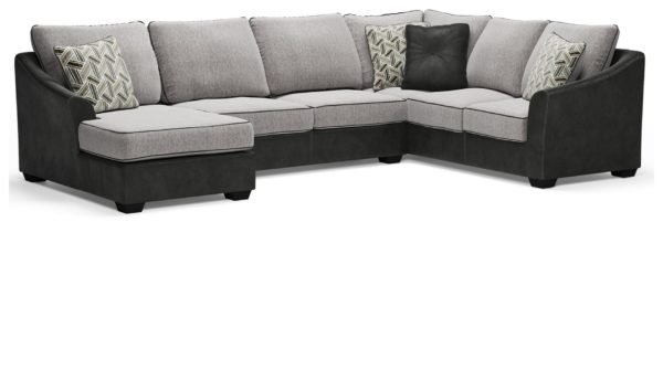 Bilgray - Pewter - Left Arm Facing Corner Chaise, Armless Loveseat, Right Arm Facing Sofa with Corner Wedge Sectional